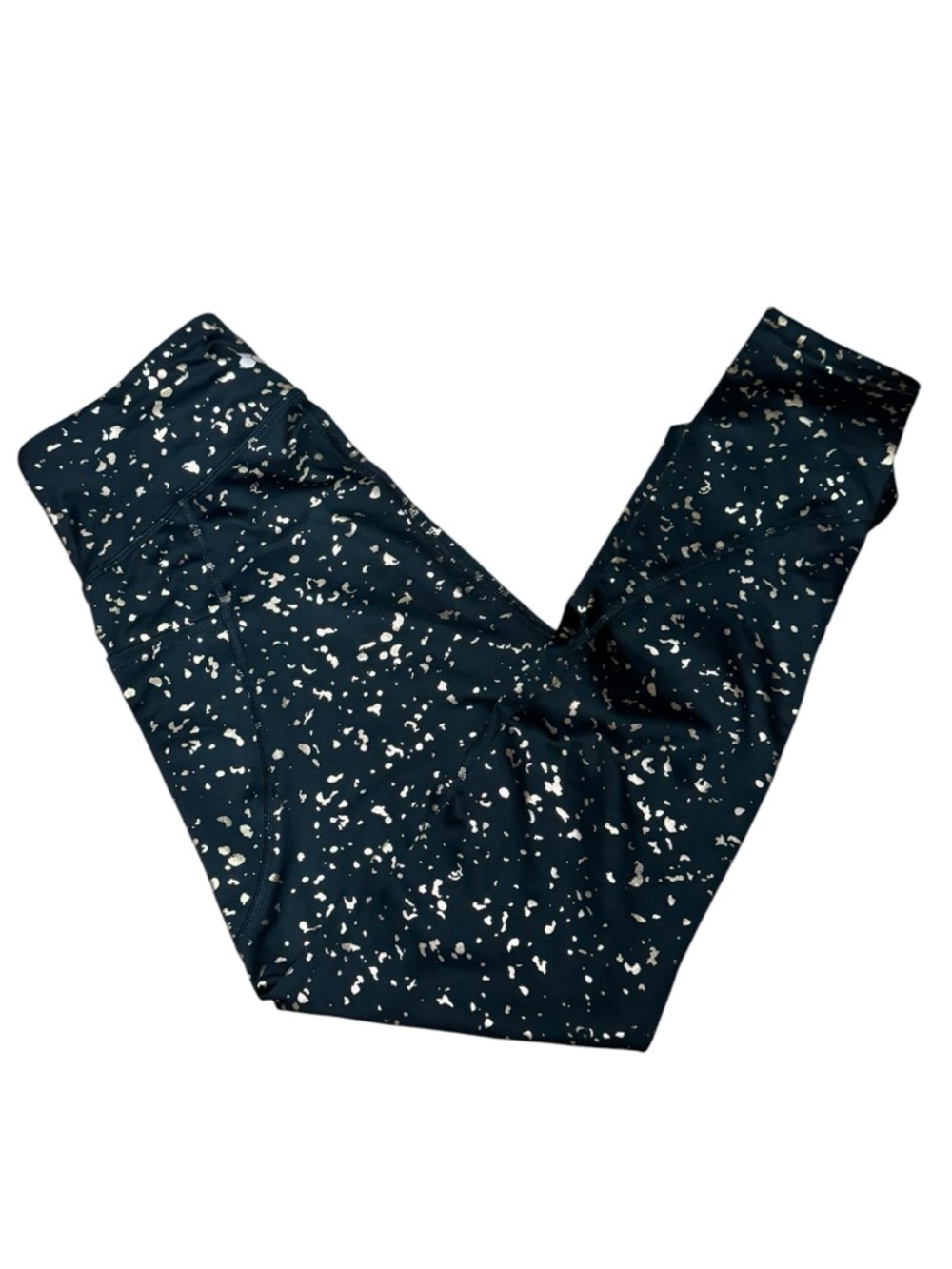 Tek Gear Leggings Size M Dark Green w/ Gold Splatter - Picture 4 of 6
